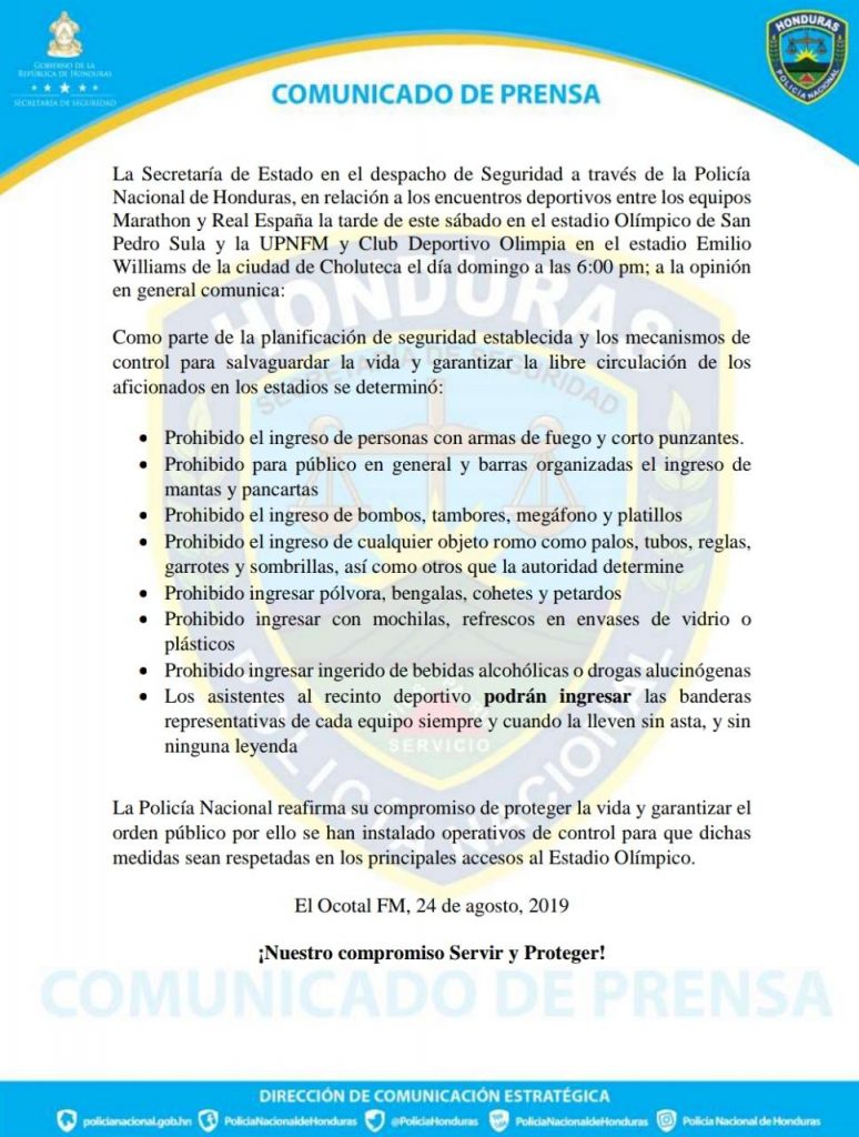Más de 600 policías resguardarán este sábado en el clásico sampedrano