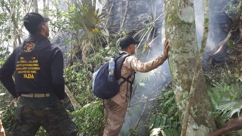 Intensifican acciones para sofocar incendio en el cerro "Los Hornitos"