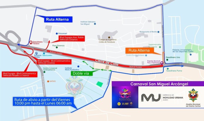 Para no complicarte con el tráfico, aquí rutas de alivio por cierre de bulevar Suyapa, por carnaval