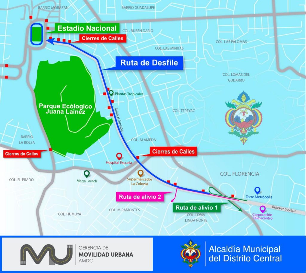 Mapa cierre de calle, Tegucigalpa. 