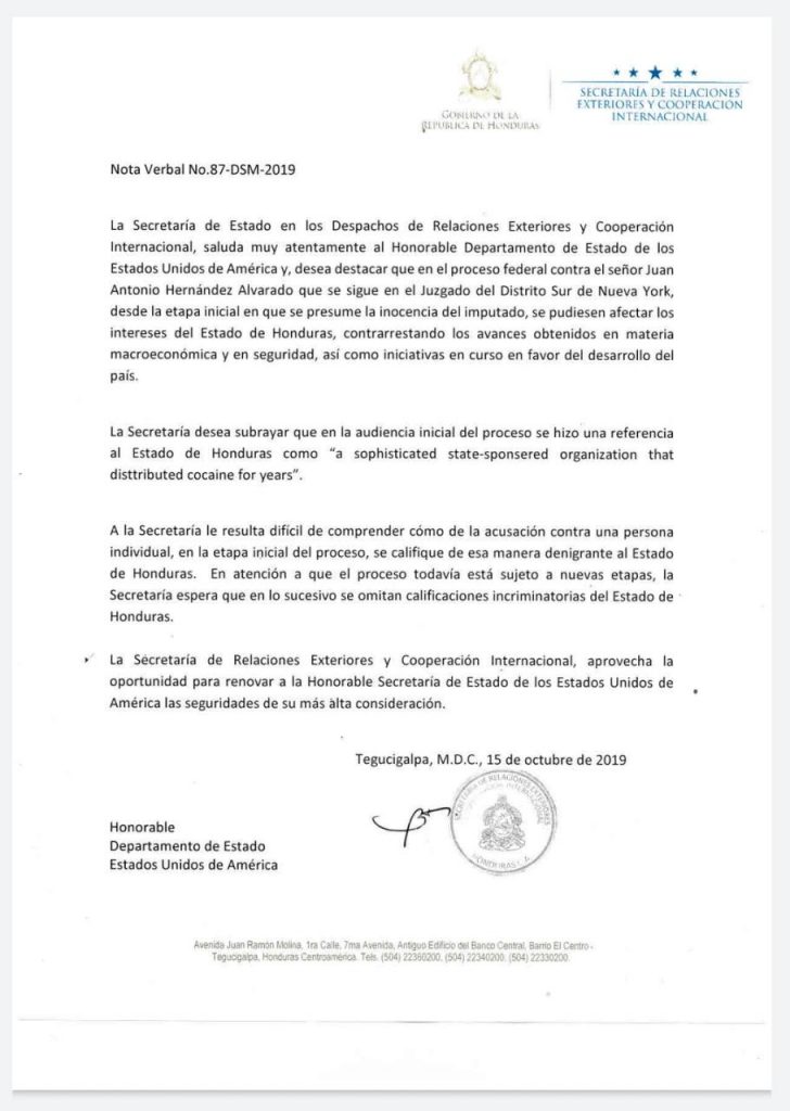 Comunicado Cancillería Caso Tony Hernández.  