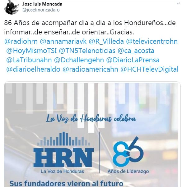 Hondureños felicitan a HRN 