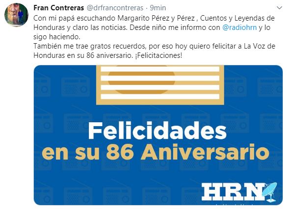 Hondureños saludan a HRN 