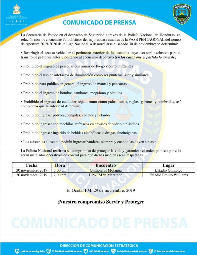 Comunicado del Partido Nacional.