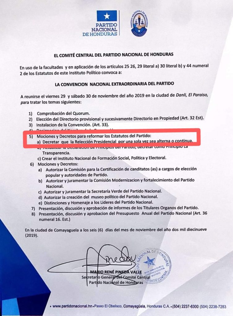 Comunicado Partido Nacional.