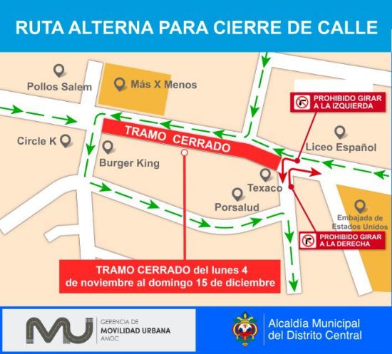 Cierre de calle avenida La Paz 
