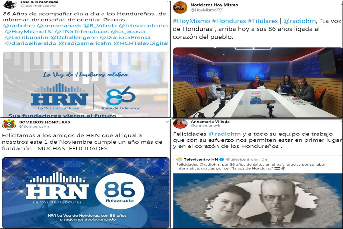 Hondureños felicitan a HRN la emisora líder del país