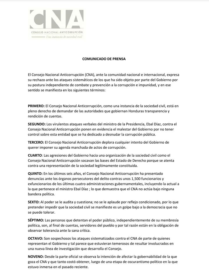 Consejo Anticorrupción rechaza Ataques.