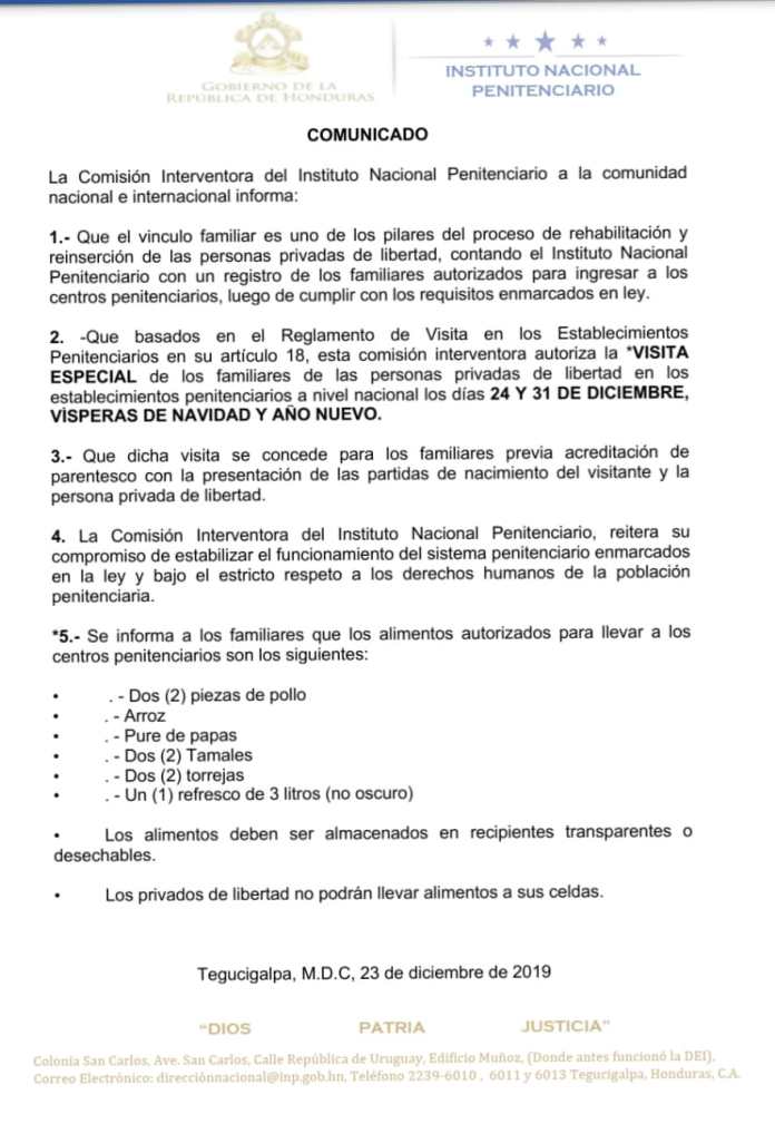 Comunicado oficial.