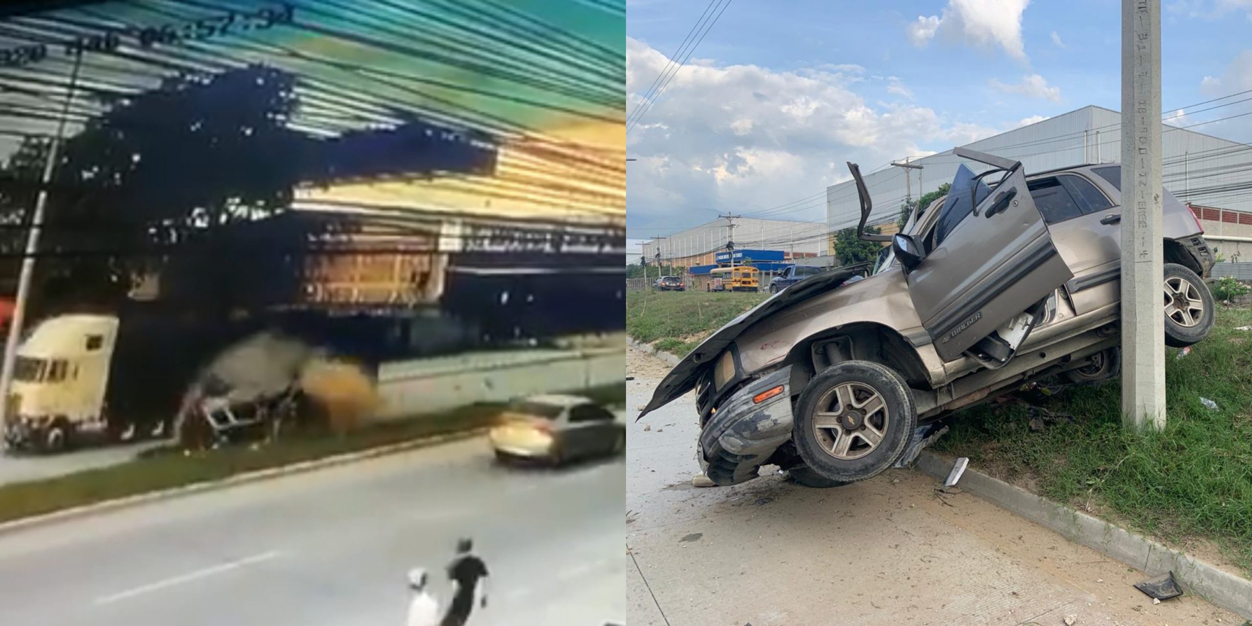 Vídeo capta a una camioneta dar vueltas tras impacto de rastra en San Pedro Sula