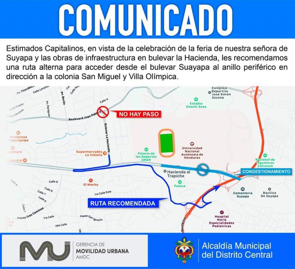 Calles que estarán cerradas.