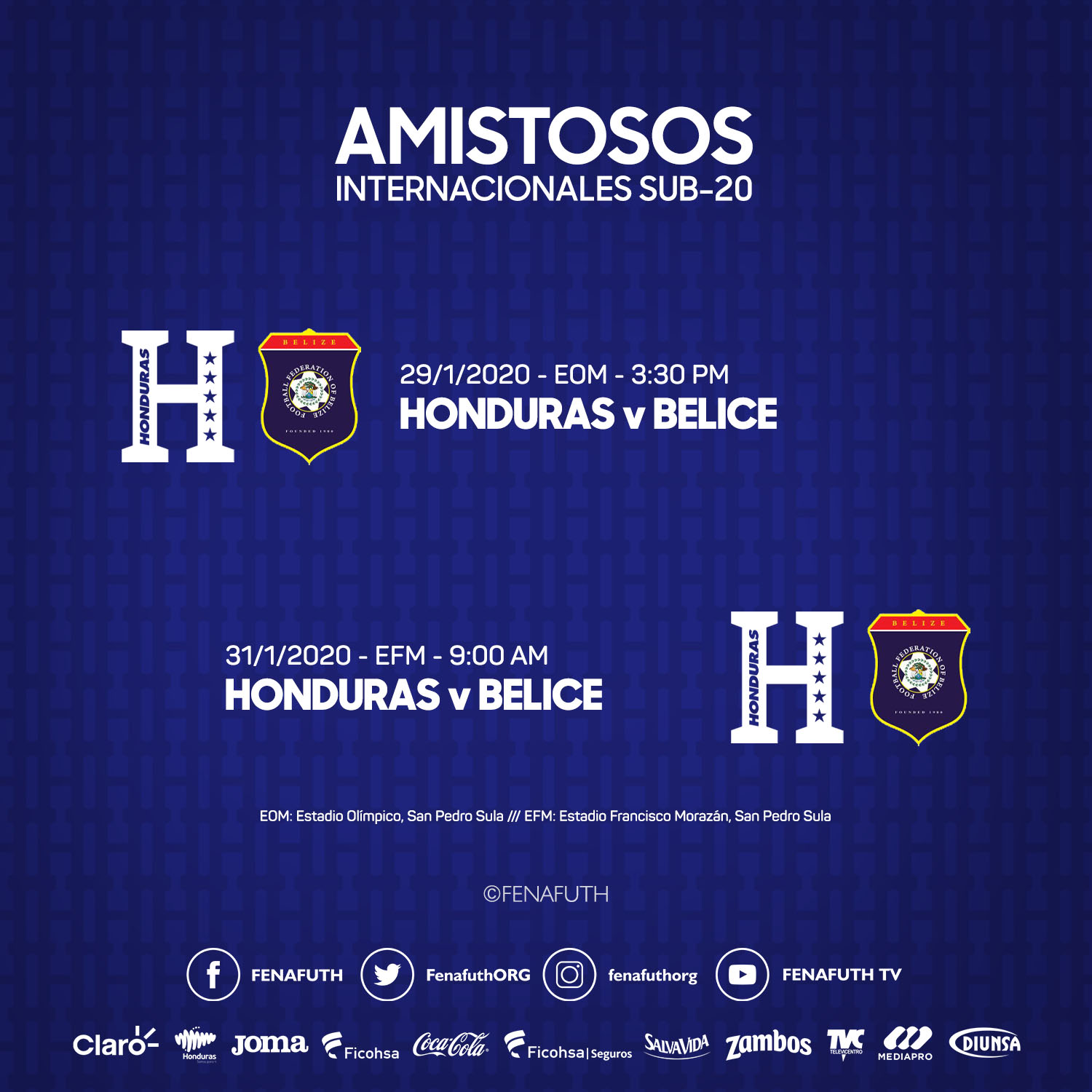 Sub-20 de Honduras jugará dos amistosos ante Belice