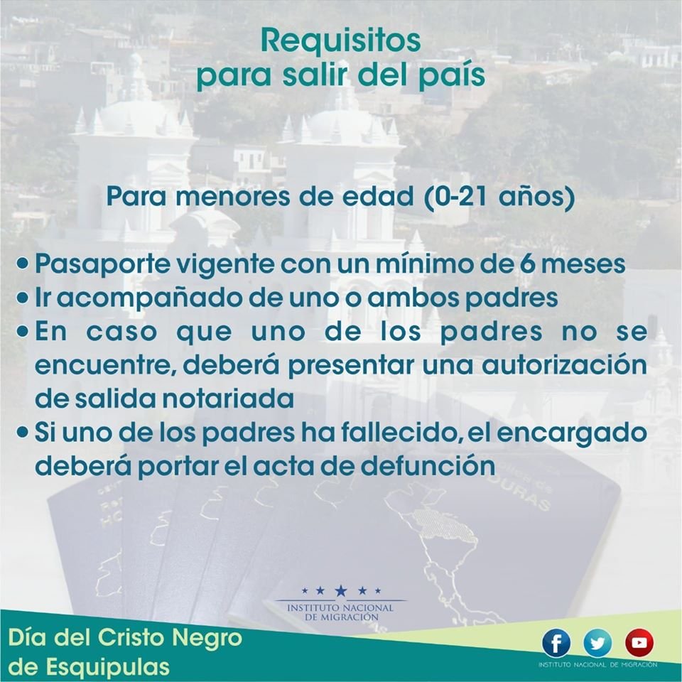 Requisitos para que menores salgan del país.