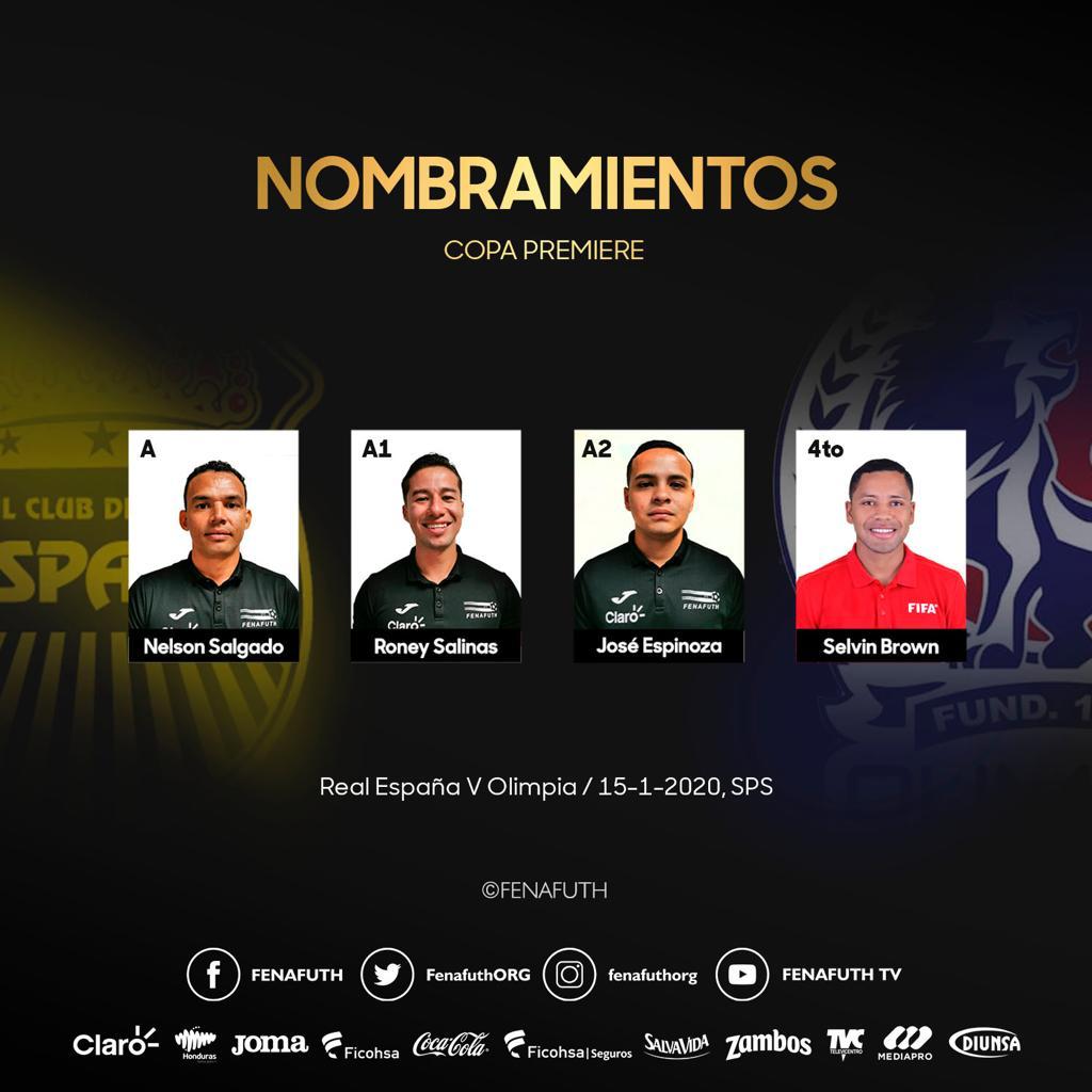 Nelson Salgado pitará la final de ida de la Copa Premier