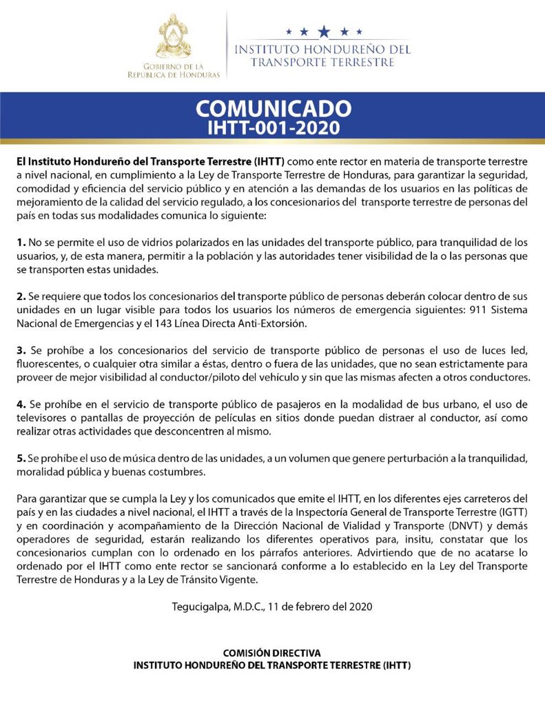 Comunicado oficial. 