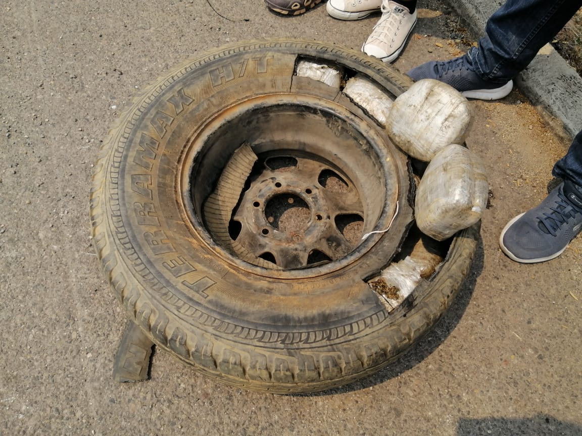 Con droga escondida en llantas detienen a cinco integrantes de la MS-13 en La Paz