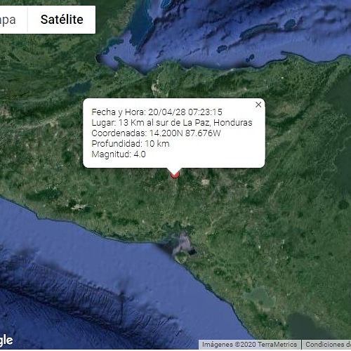 Honduras: Sismo de 4.0 grados sacude el sur del departamento de La Paz