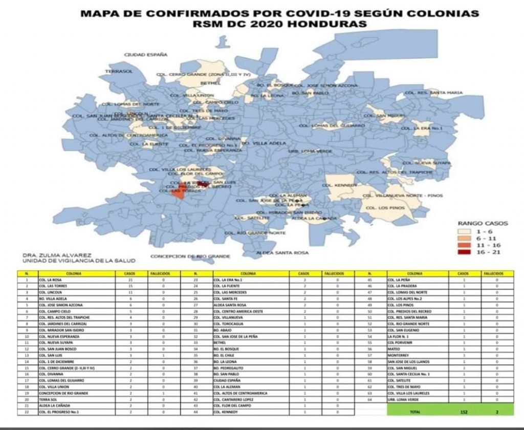 Colonias afectadas en la capital. 