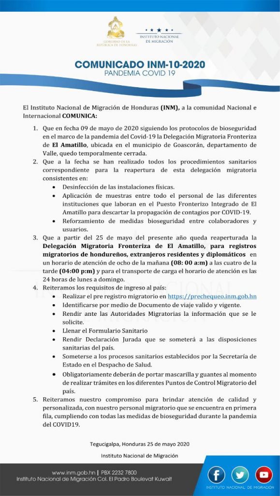 Comunicado de Migración.