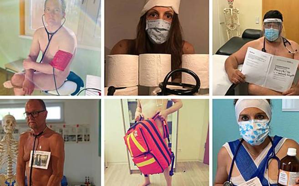¡Desnudos! La inusual protesta de médicos por falta de material sanitario para enfrentar el coronavirus en Alemania