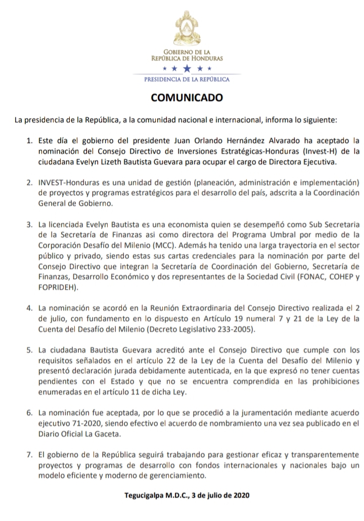 ¿Quién es Evelyn Bautista, la nueva directora de Invest-Honduras?