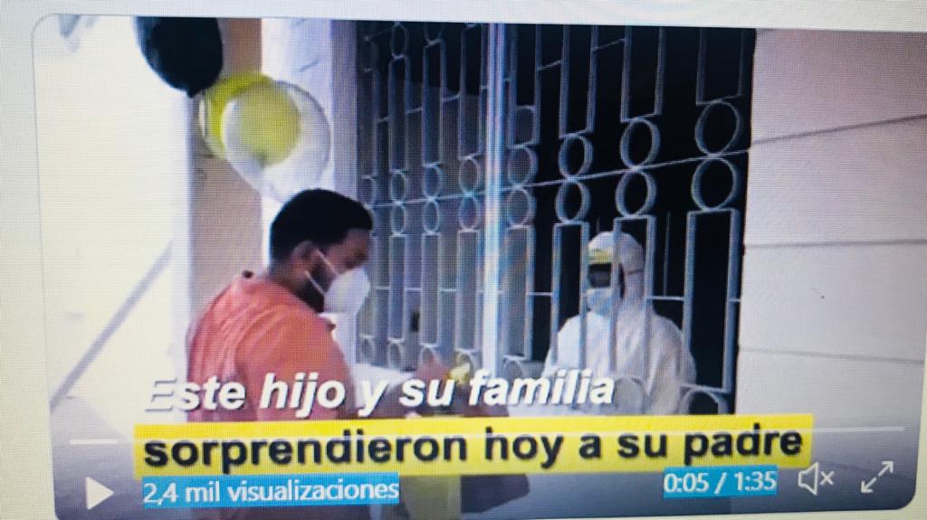 Con globos en mano hijos le celebran cumpleaños a su padre quien se recupera de covid en Unidad Estabilizadora