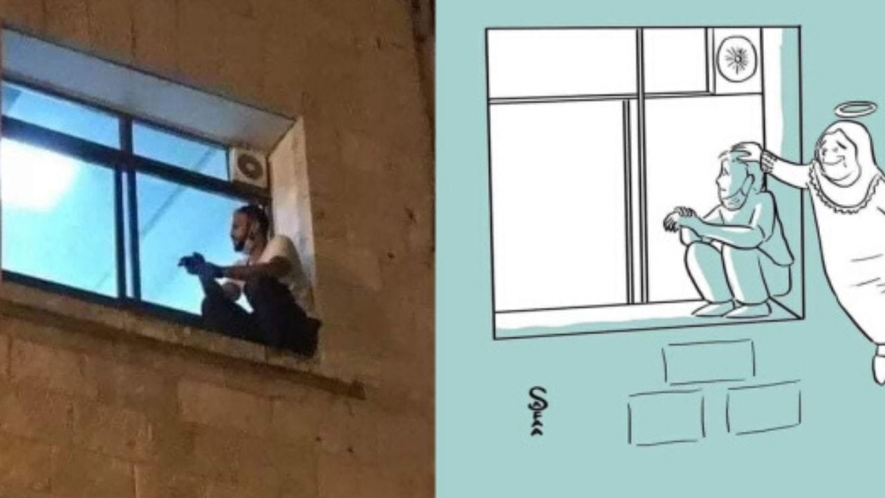 Joven palestino escaló hasta la ventana del hospital para ver morir a su madre por covid-19