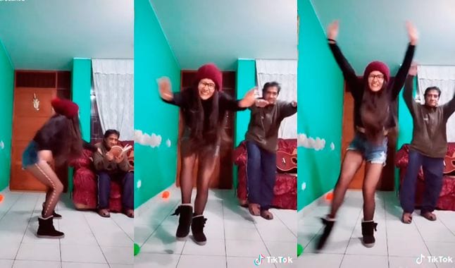 Joven invita a su papá a realizar una coreografía en TikTok y lo hace mejor que ella, mira el vídeo