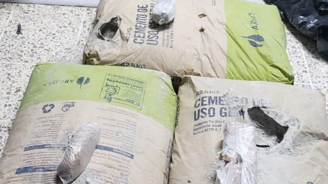 En bolsas de cemento pretendían introducir paquetes de supuesta marihuana a la cárcel de Támara