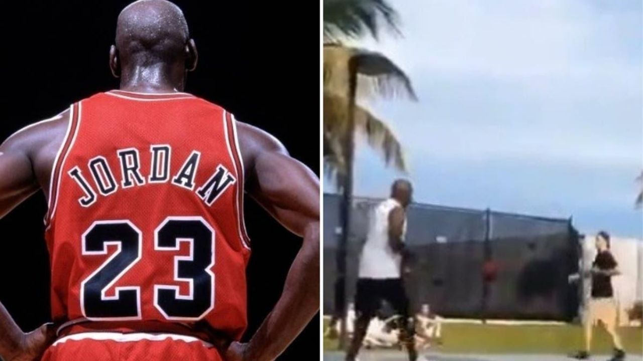 Captan a Michael Jordan jugando baloncesto callejero y burlándose de sus jóvenes rivales tras encestar