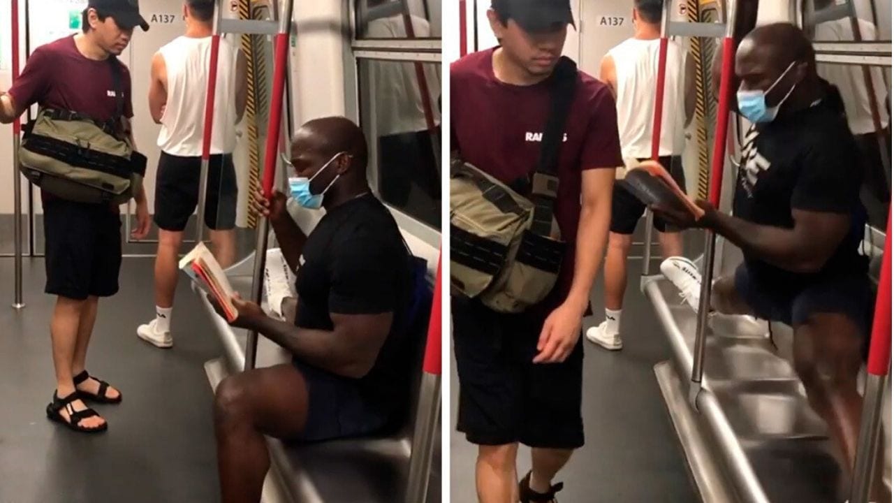 Mira lo que hace un luchador cuando un hombre sin mascarilla intenta sentarse a su lado en el metro