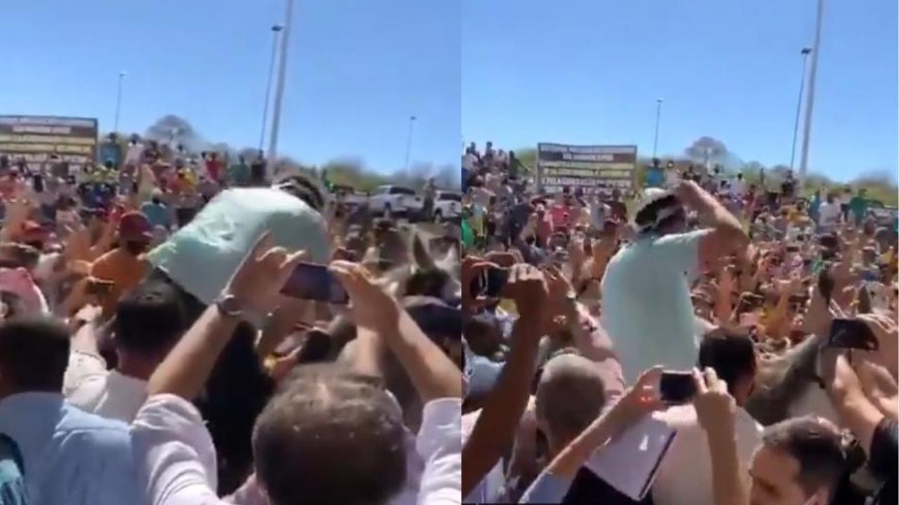 Luego de superar el covid, Jair Bolsonaro se quita la mascarilla en un evento público y saluda a sus seguidores
