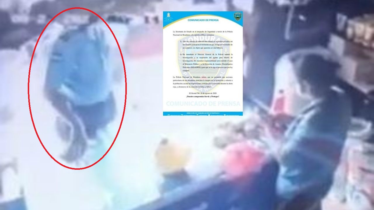Suspenden a policía hondureño por supuestamente hurtar una billetera en un negocio