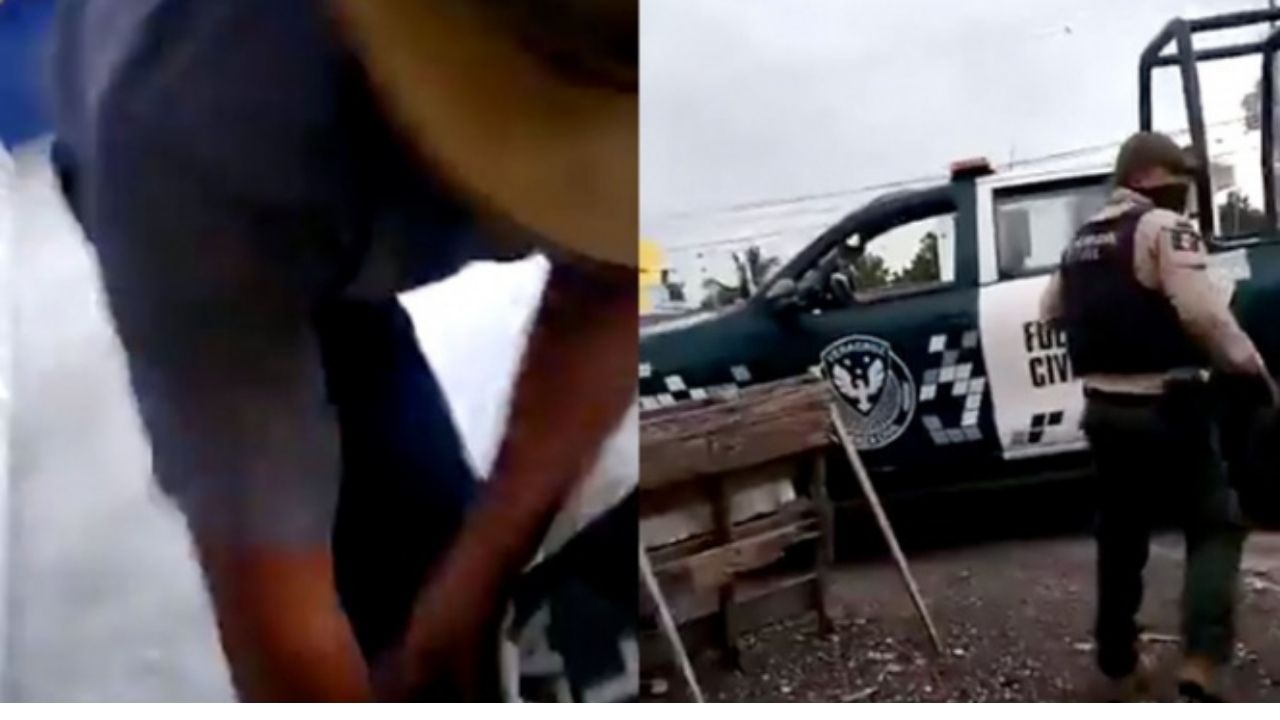 Anciano ebrio golpea un policía en expendio de bebidas, el vídeo ha causado revuelo en México