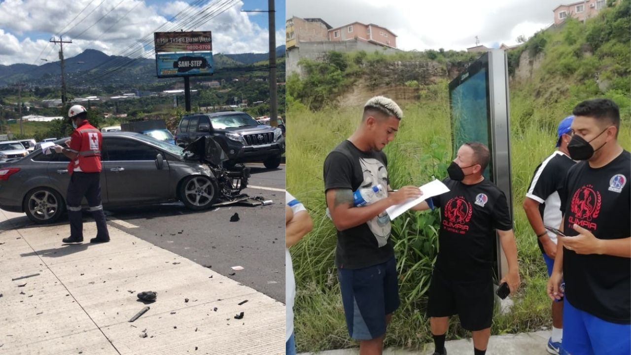 Jugador del Olimpia Mayron Flores sufre accidente vehicular en Tegucigalpa cuando regresaba de entrenar