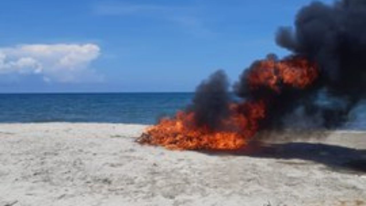 Incineran varias libras de marihuana en playa hondureña