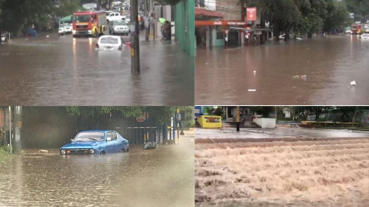 Imágenes y vídeos: Carros atrapados e inundaciones deja menos de una hora de lluvia en la capital hondureña