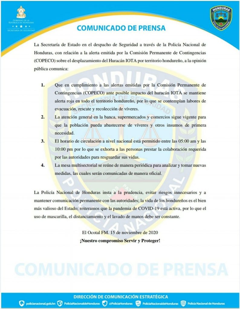 Comunicado Seguridad.