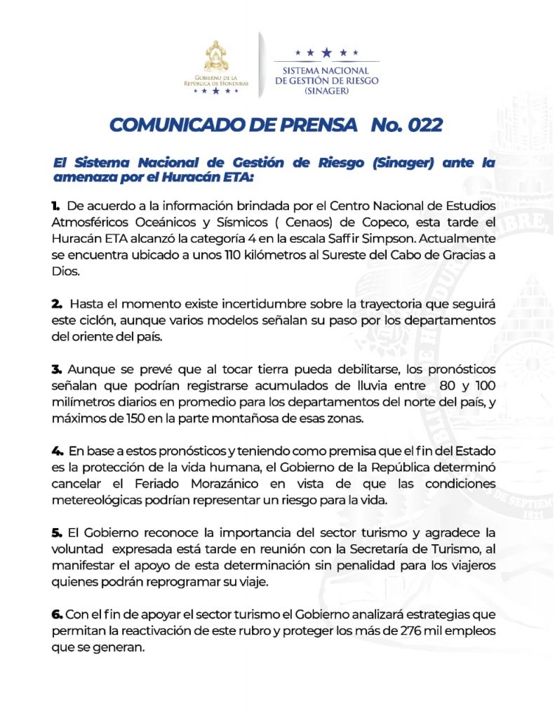 Comunicado Copeco