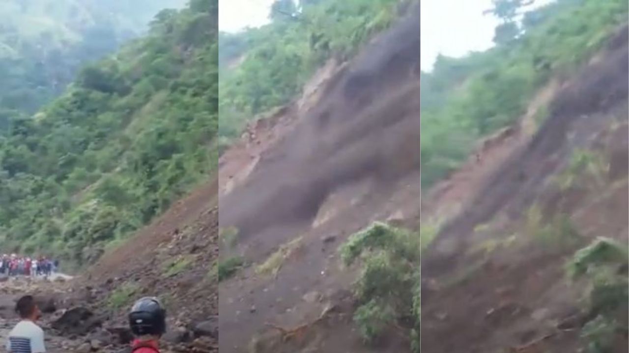 Captan momento exacto de un impresionante derrumbe en la zona norte de Honduras