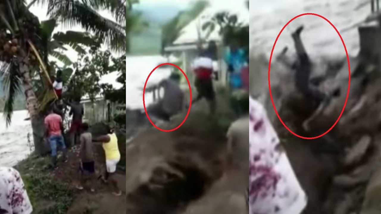 Hombre es arrastrado por un río, cuando bajaba cocos para unos niños en Colombia, el video es impactante
