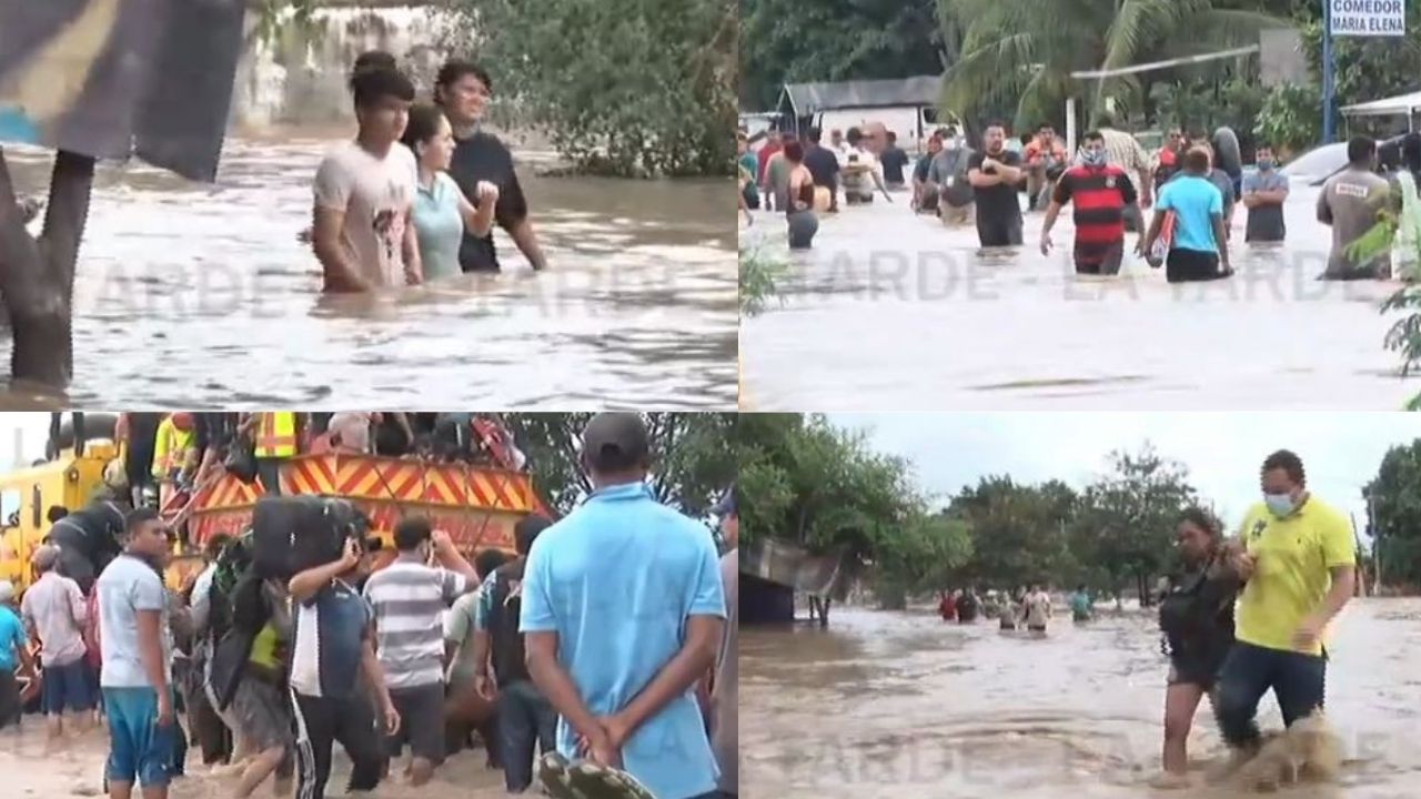 Evacuan a cientos de personas atrapadas por Eta en La Planeta, norte de Honduras
