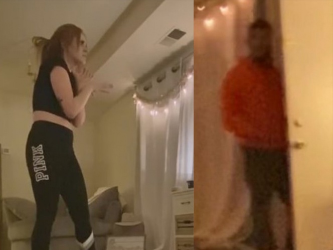 Mientras bailaba, joven descubre a su acosador detrás de una puerta de su cuarto, te mostramos el video