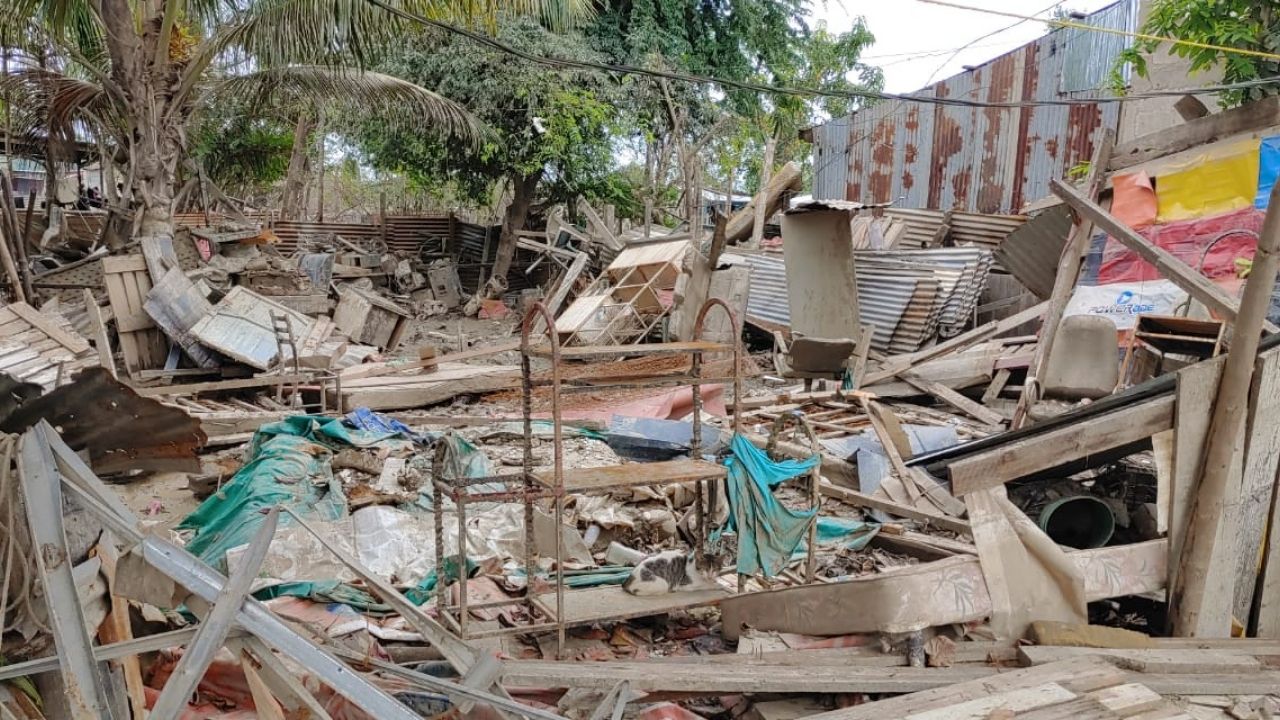Entre los escombros continúan algunos lugares de San Pedro Sula afectados por Eta y Iota