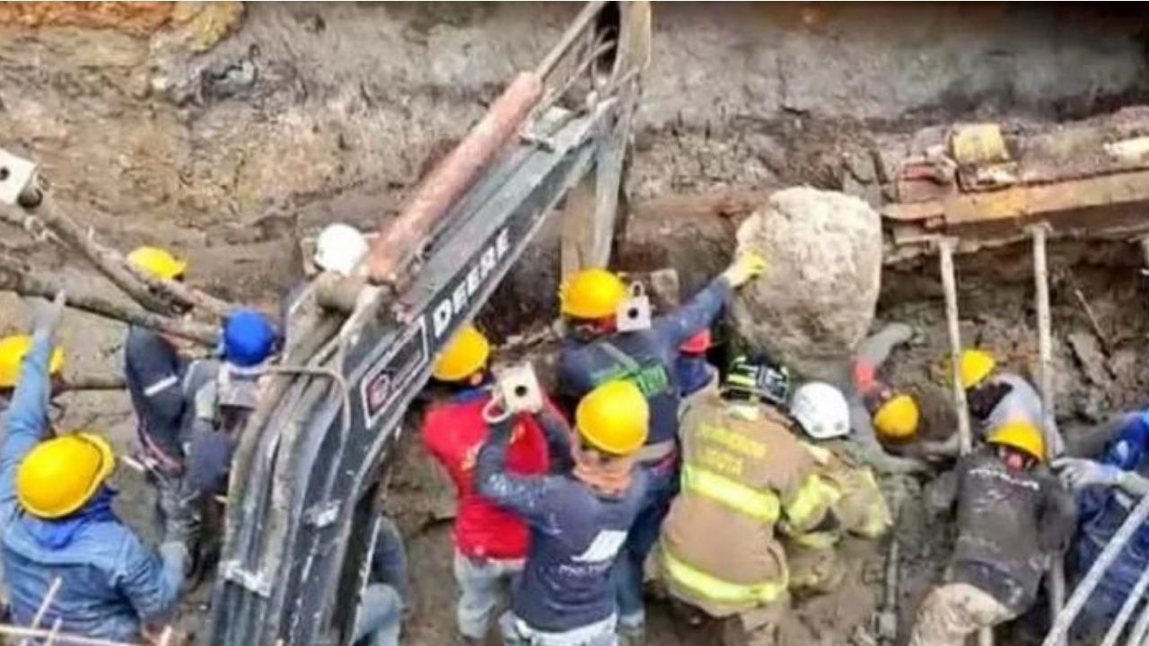 Obreros quedaron soterrados tras colapso de muro de una construcción en Colombia