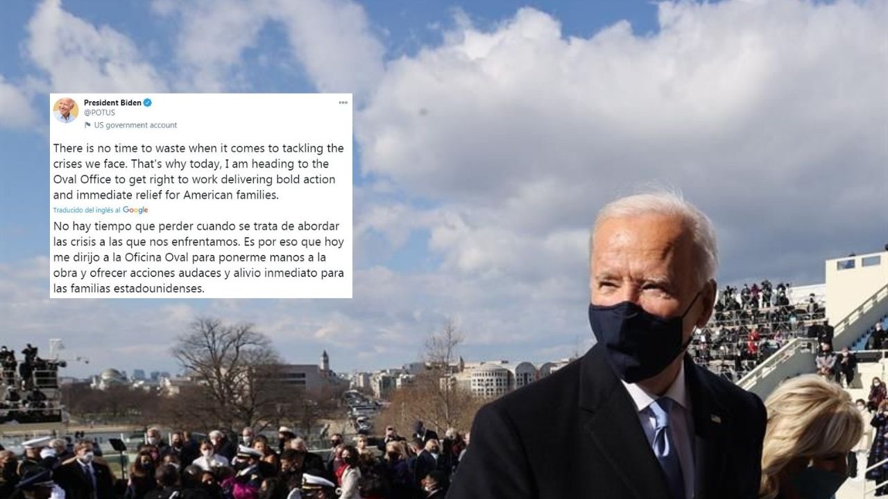'No hay tiempo que perder', el primer tuit de Biden como presidente
