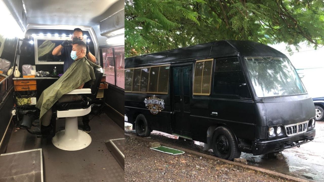 Hondureño convierte su busito en una barbería móvil y causa furor en las calles de La Ceiba