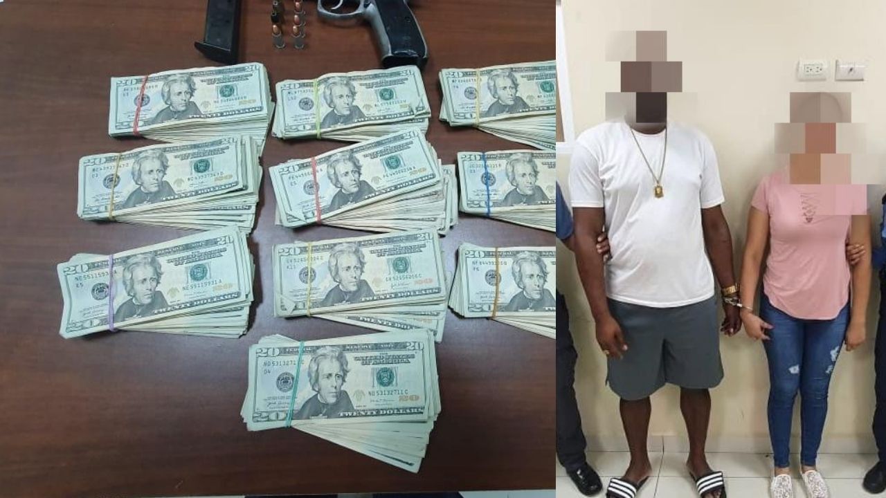 Capturan a pareja en posesión de 20 mil dólares y una arma de fuego en Roatán