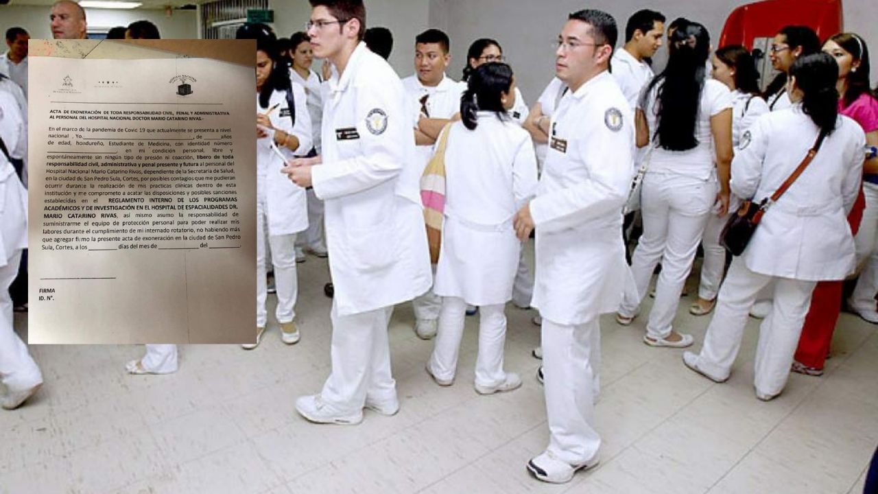 Esta es el acta que firman médicos hondureños en servicio social, asumiendo responsabilidad por contagio de covid