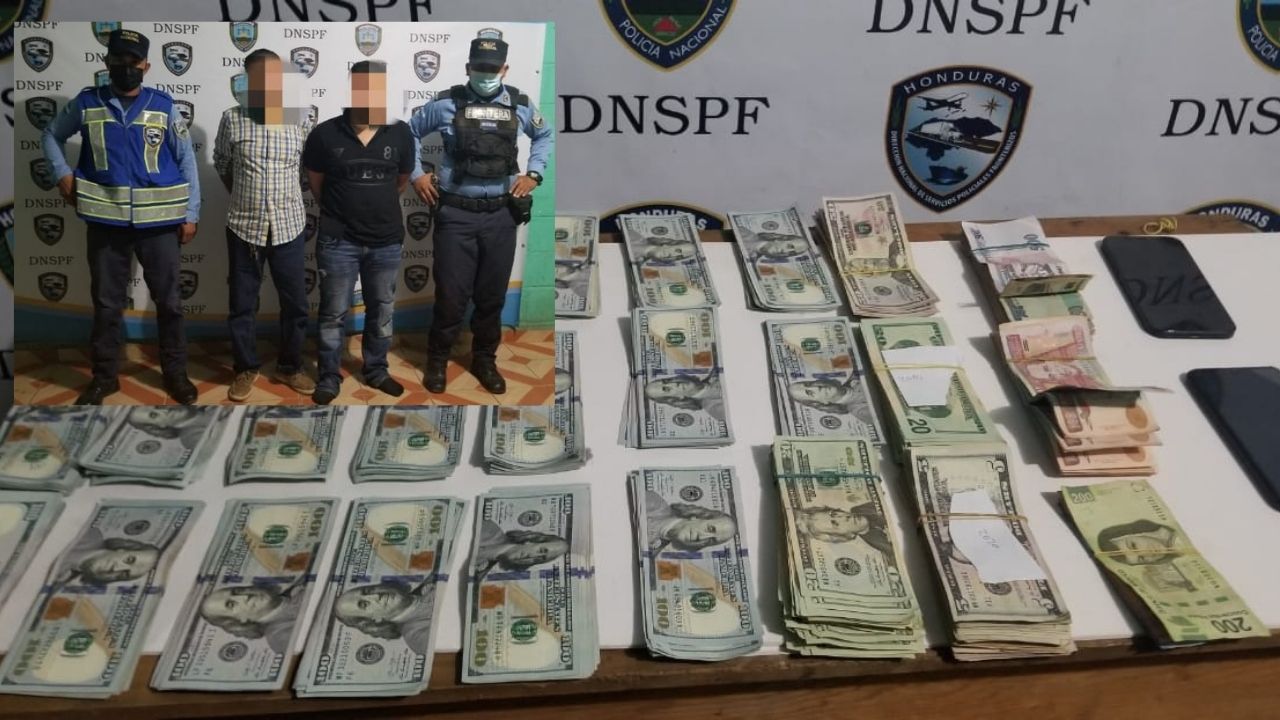 Capturan a dos chinos y dos hondureños con miles de dólares, quetzales, pesos mexicanos y lempiras en Cortés